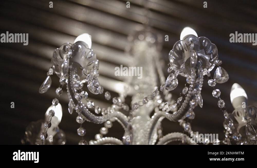 Crystal chandelier hanging from ceiling Stock Videos & Footage HD and