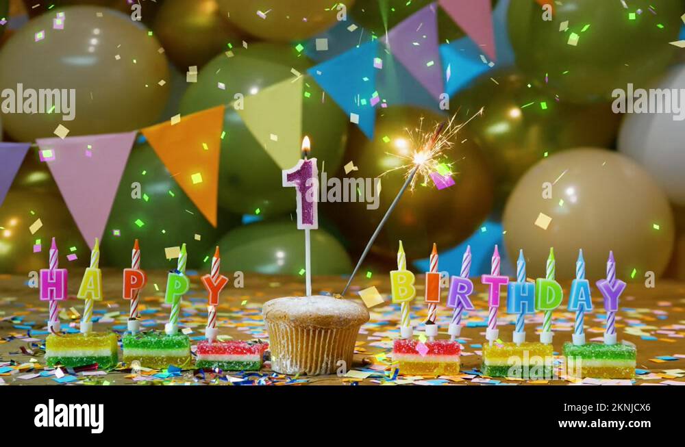 Happy birthday, one year old child. Beautiful happy birthday background