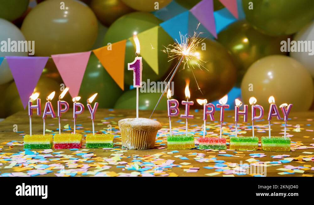 Happy birthday, one year old child. Beautiful happy birthday background