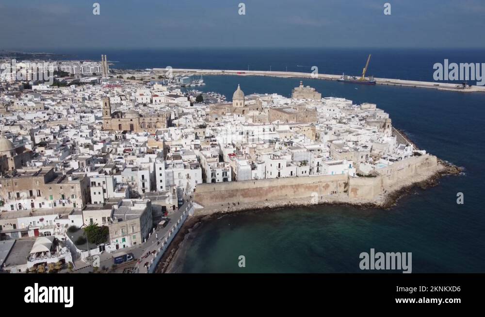 Monopoli, Italy - a city at the Italian East coast from above Stock ...