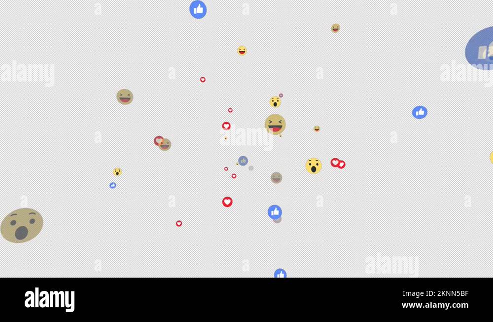 4K Emotional Social Media Icons floating zoom in Transparent Alpha