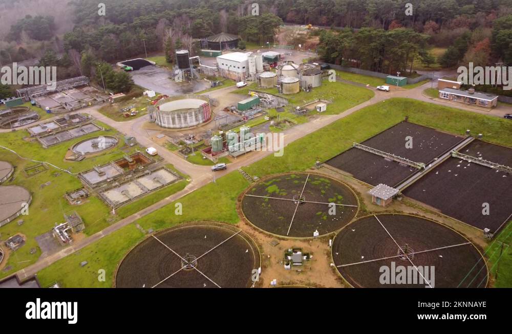 Industrial wastewater treatment plant factory into forest at Thetford