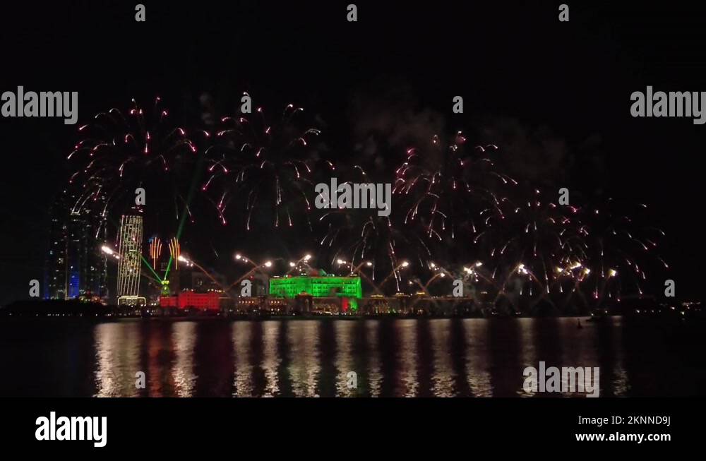 Fireworks in Abu Dhabi for celebrations of UAE National Day Stock Video