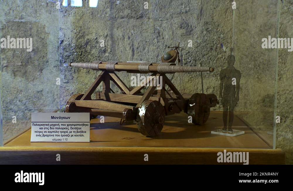 miniature of an ancient Greek catapult Stock Video Footage Alamy