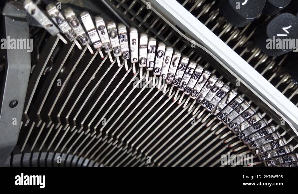 Mechanism of a retro typewriter. Old typewriter hammers Stock Video