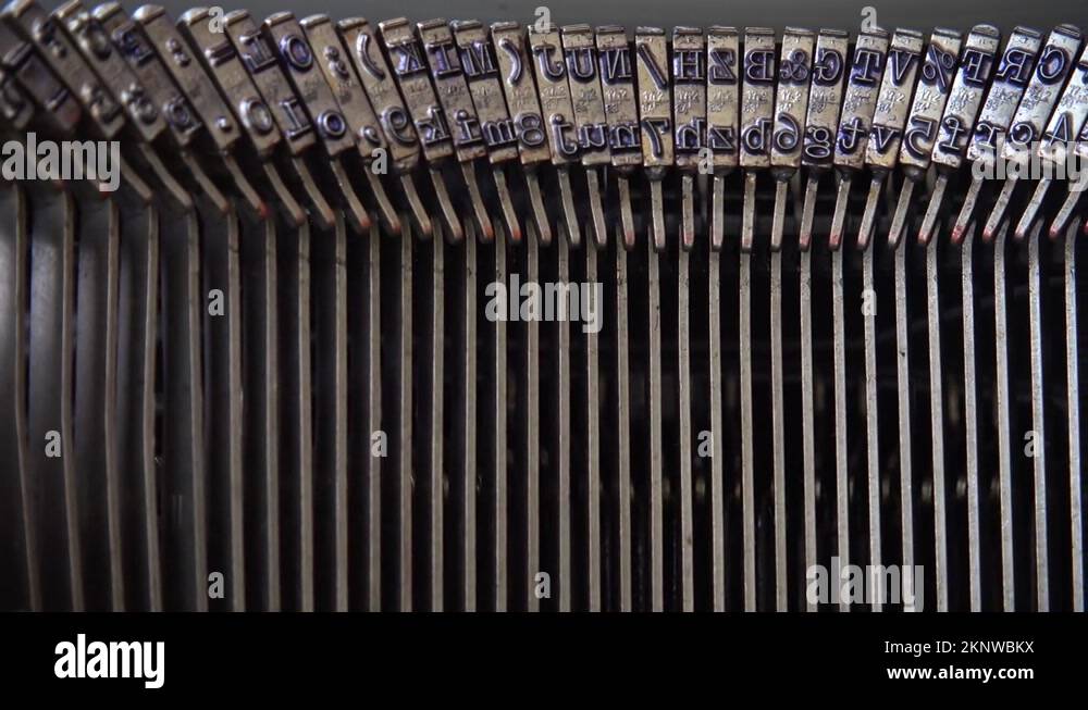 Mechanism of a retro typewriter. Old typewriter hammers Stock Video