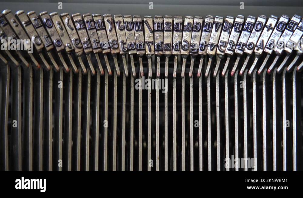 Mechanism of a retro typewriter. Old typewriter hammers Stock Video