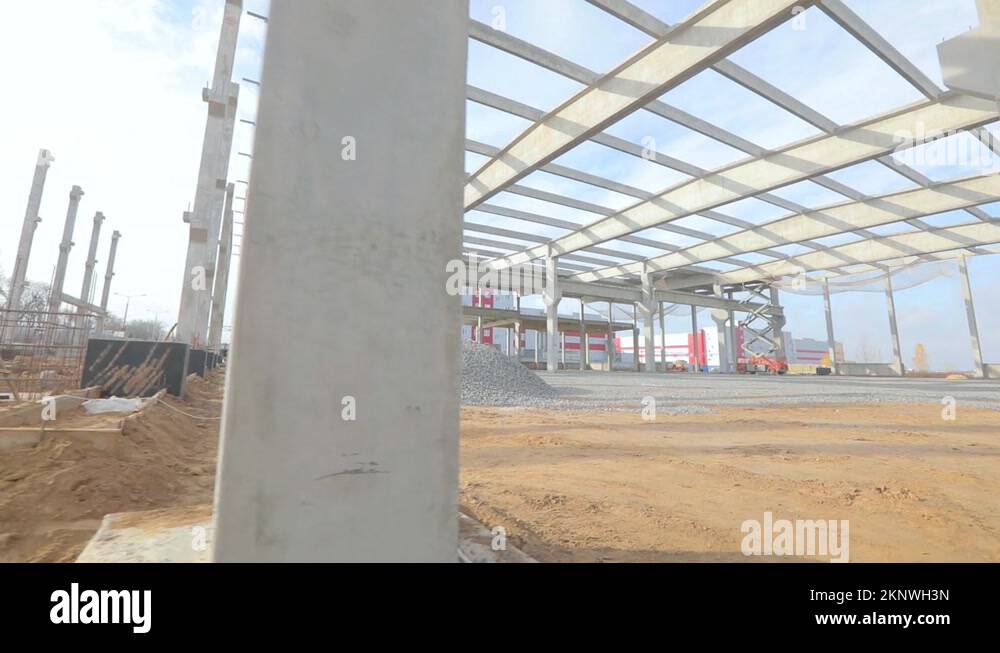 Reinforced concrete roof. Reinforced concrete structure against the sky