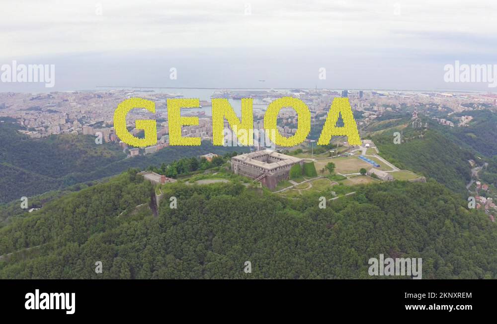 Inscription on video. Genoa, Italy. Forte Begato - Fortified with ...