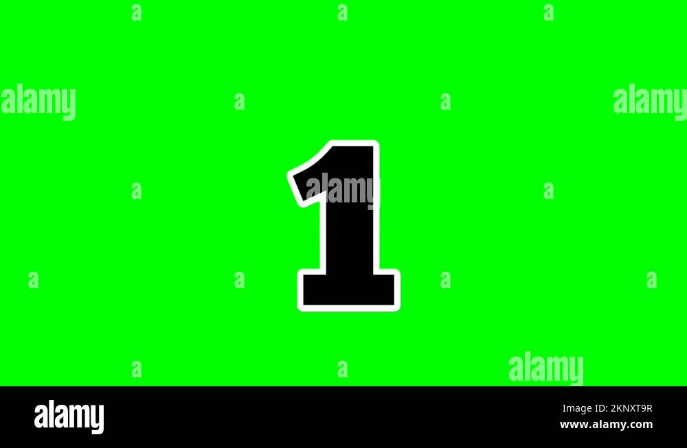 Number 1 animation green screen.flat design cartoon number animated