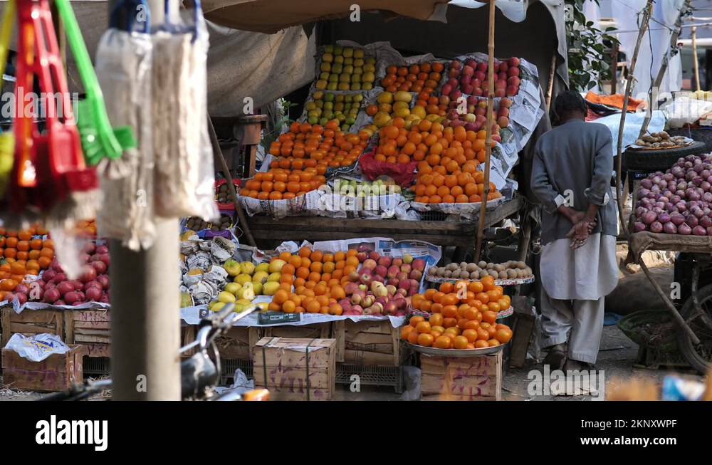 Vegetables and fruits on display for a sale At Saddar Bazar In Karachi
