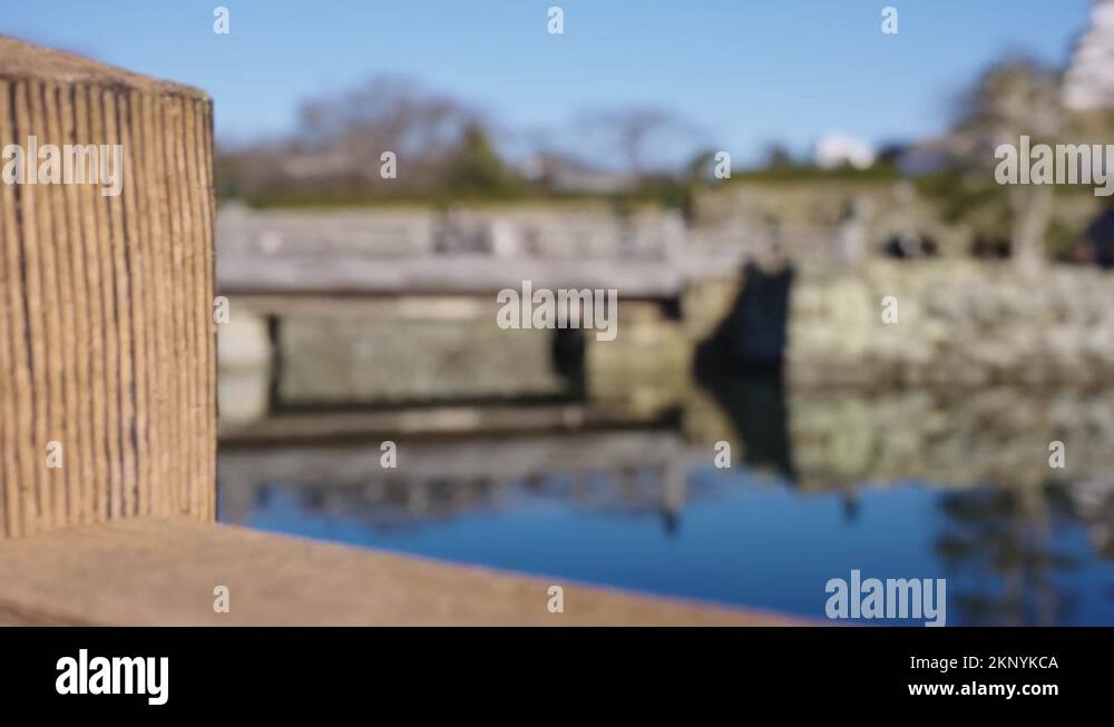 Himeji Castle Reveal from Moat, Sunny Weather in Hyogo Japan Stock