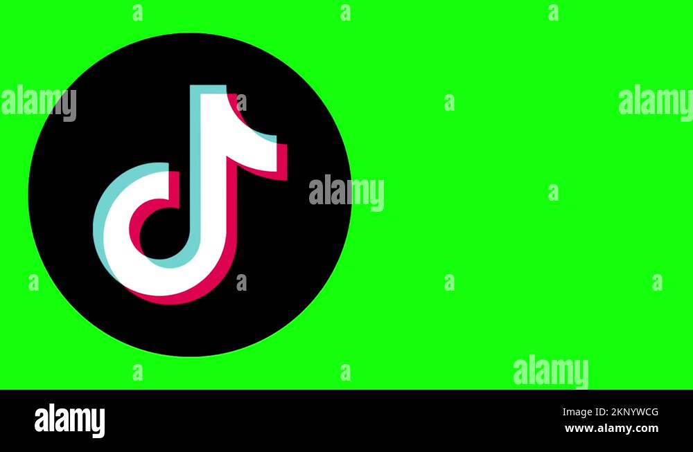 Animated Tik Tok Logo And Name With A Black Space In Green Screen Stock