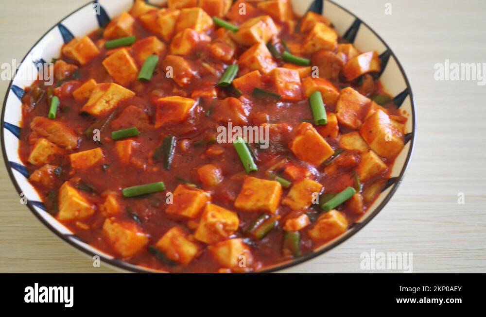 Mapo Tofu - The traditional Sichuan dish of silken tofu and ground beef