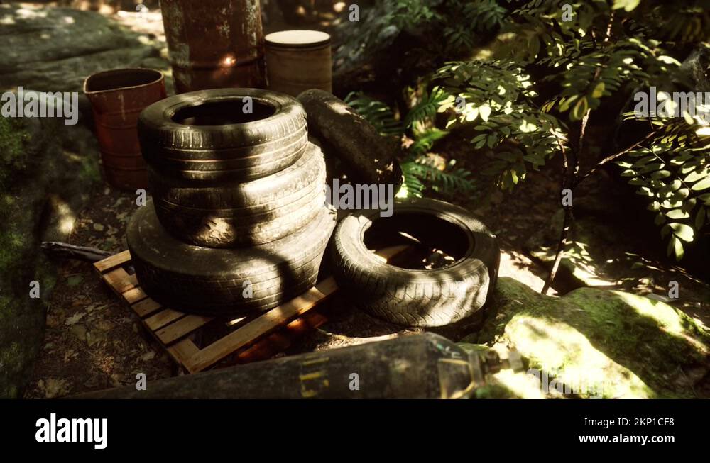 garbage dump in the woods Stock Video Footage Alamy