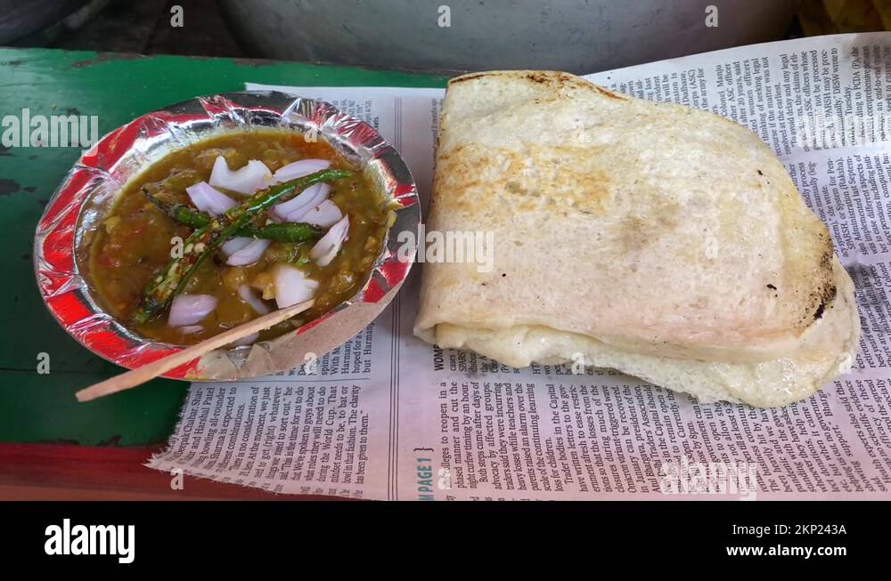 Indian dish Kulcha with cholla sabzi Curd easily available on road side