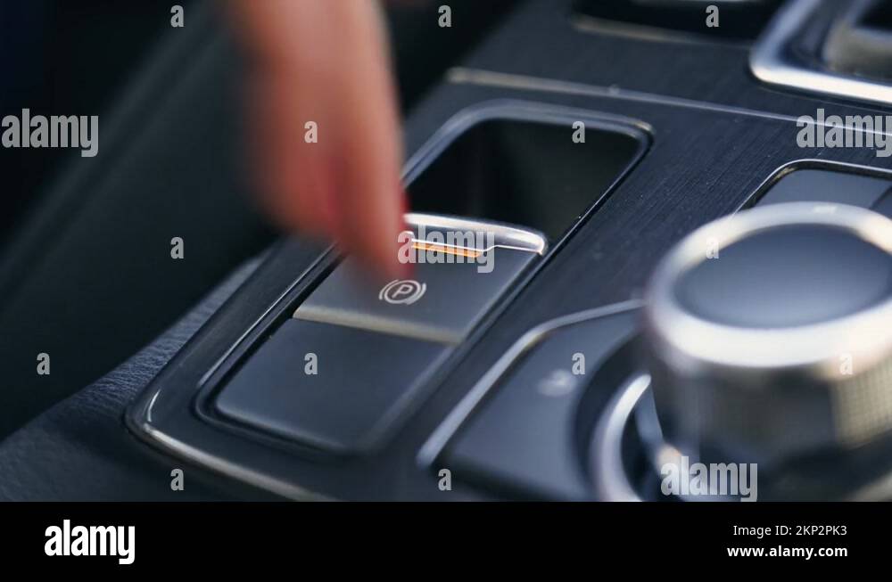 Electronic parking brake with Autohold. Modern car. Parking brake