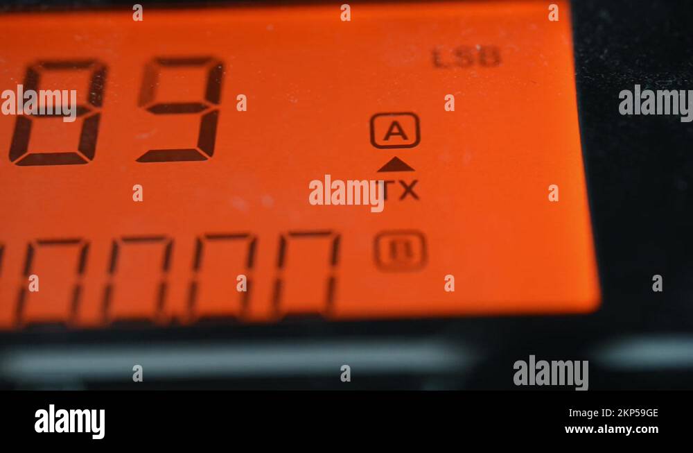 HAM radio, a slow slide over a modern SDR unit that is scanning frequencies Stock Video Footage