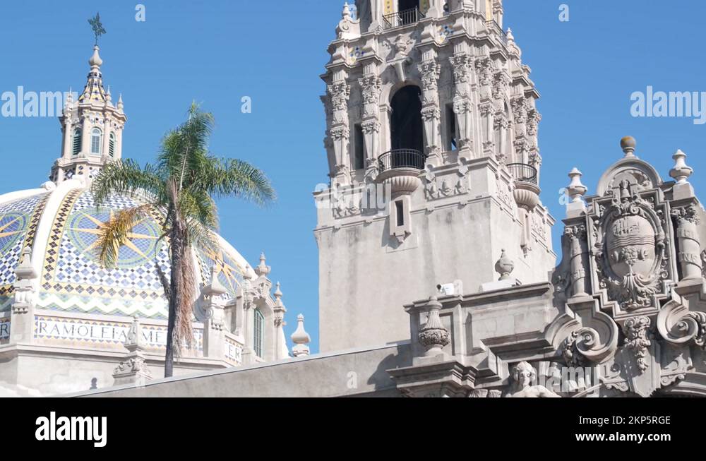 Spanish colonial revival architecture, mosaic dome cupola, San Diego