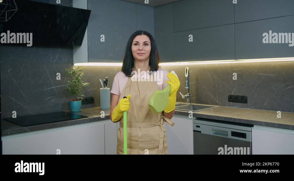 Woman wearing apron rubber gloves Stock Videos & Footage - HD and 4K ...