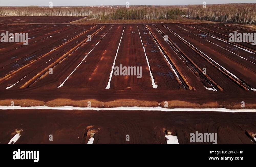 Peat extraction site. The drained areas of the bog are used for peat
