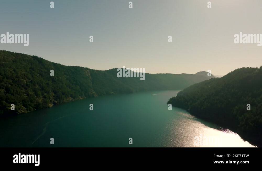 The Saanich Inlet near Victoria, BC. The steep shore lines and the blue ...