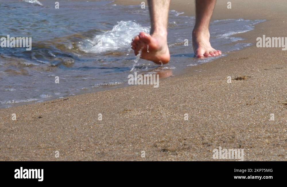 Concept of earthing or grounding, connecting to earth by walking ...