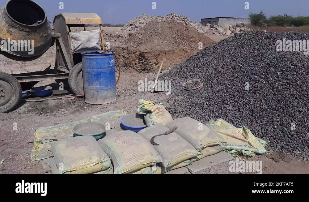 Raw materials used for building construction material at the new under