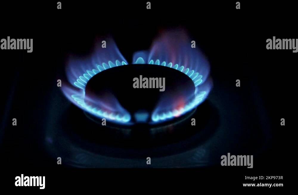 Gas hob lighting up, slowed to half speed Stock Video Footage Alamy