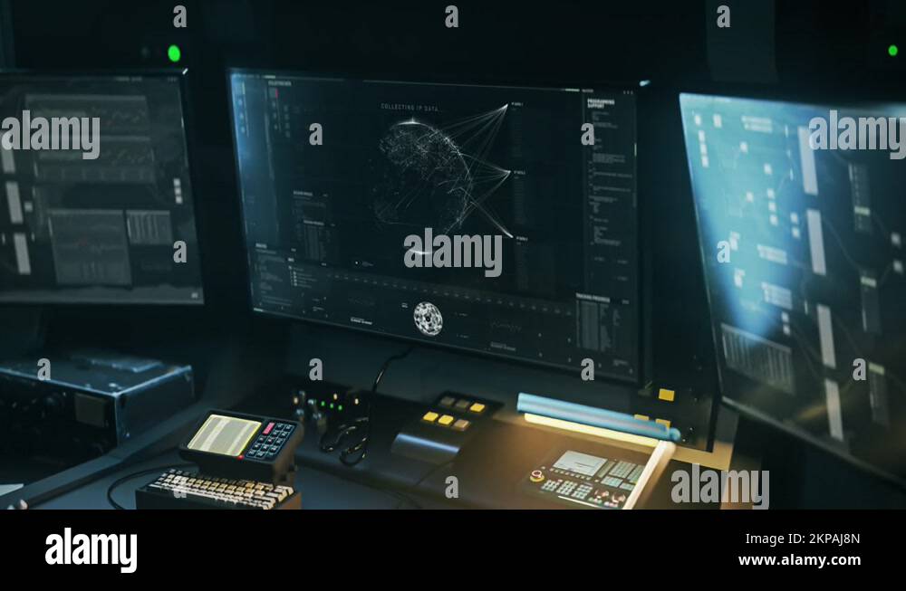 Computer System Of Spy Intelligence Agency Tracking Location For Secret ...