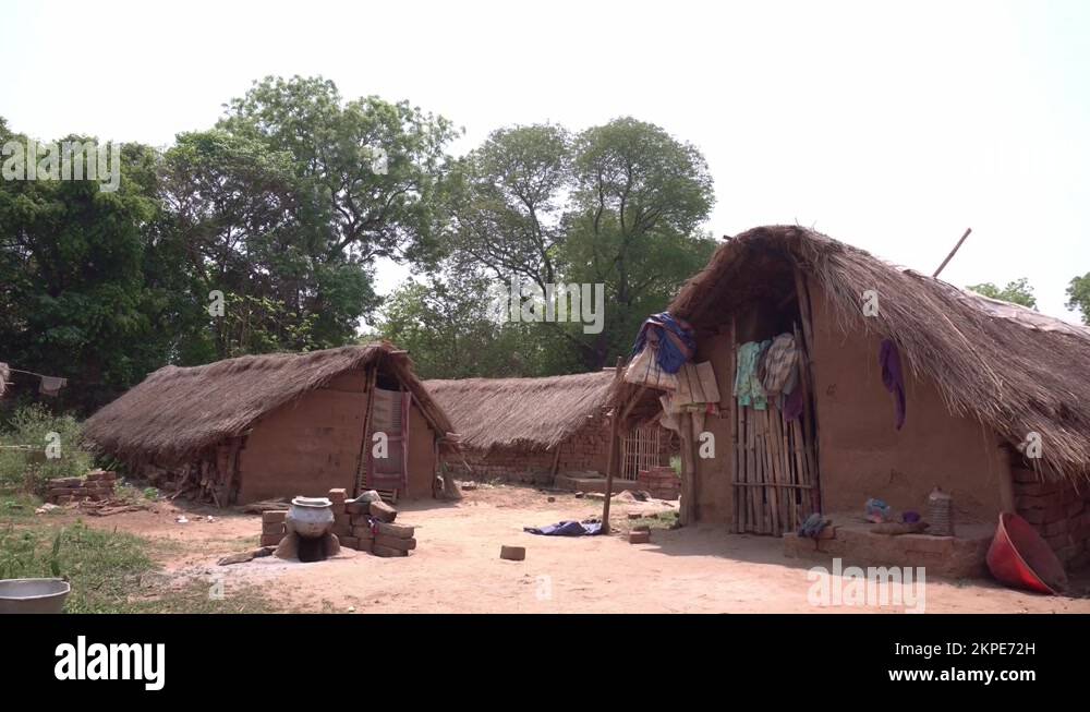 Indigenous people in remote areas of India live in mud huts and
