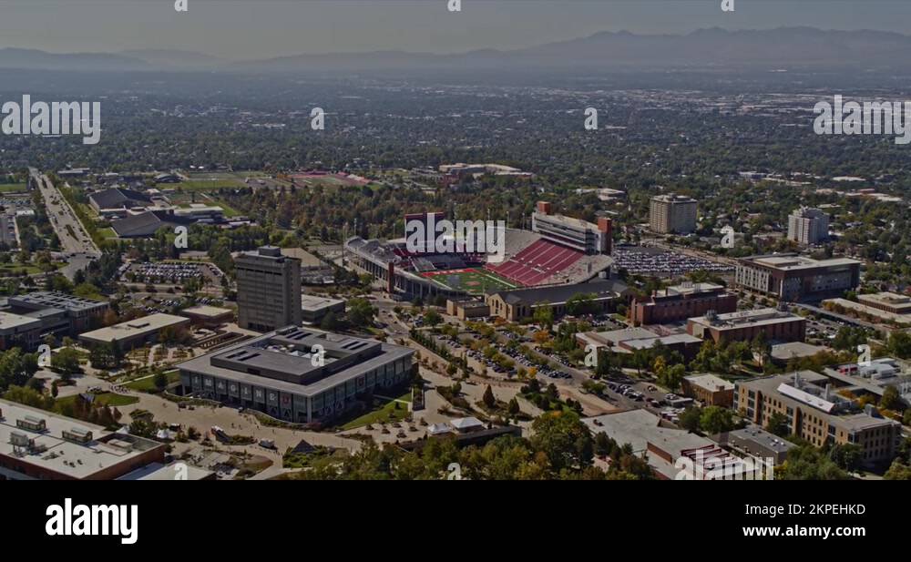 Salt Lake City Utah Aerial v56 panoramic view low level drone flyover