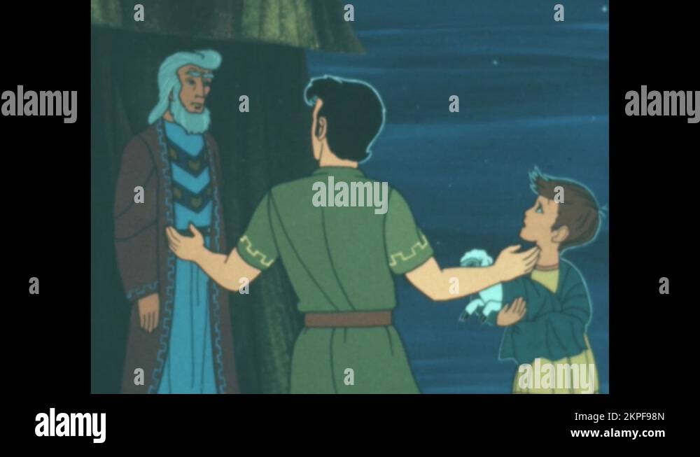 1960s Older man shakes head, younger man talks. Boy looks back and