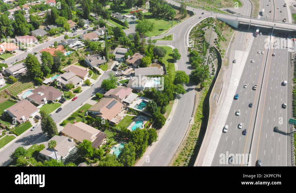 Drone footage of a wealthy community of Calabasas Hills in Los Angeles
