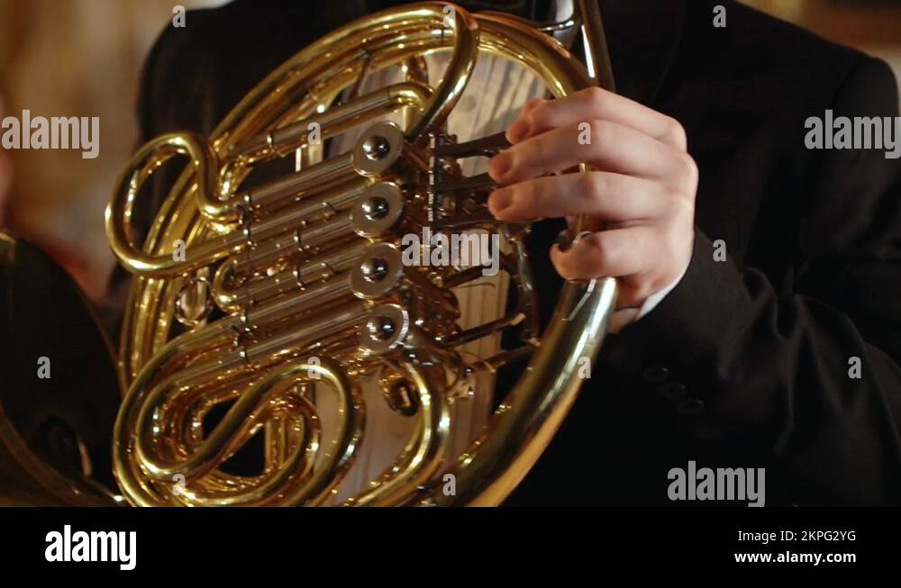 Wind instrument musical french instrument horn Stock Videos & Footage