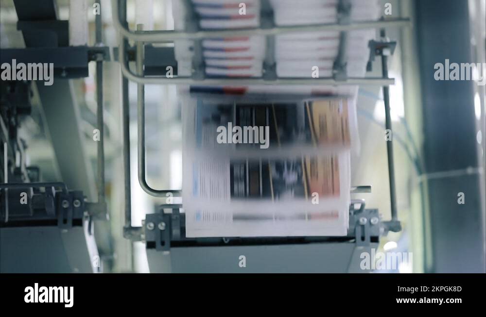 Newspaper production process before packaging and packing Stock Video