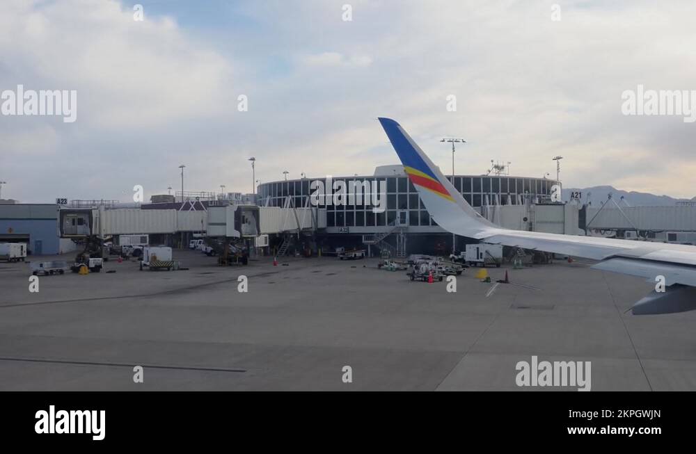 Afternoon view of Allegiant Airline airplane in Harry Reid
