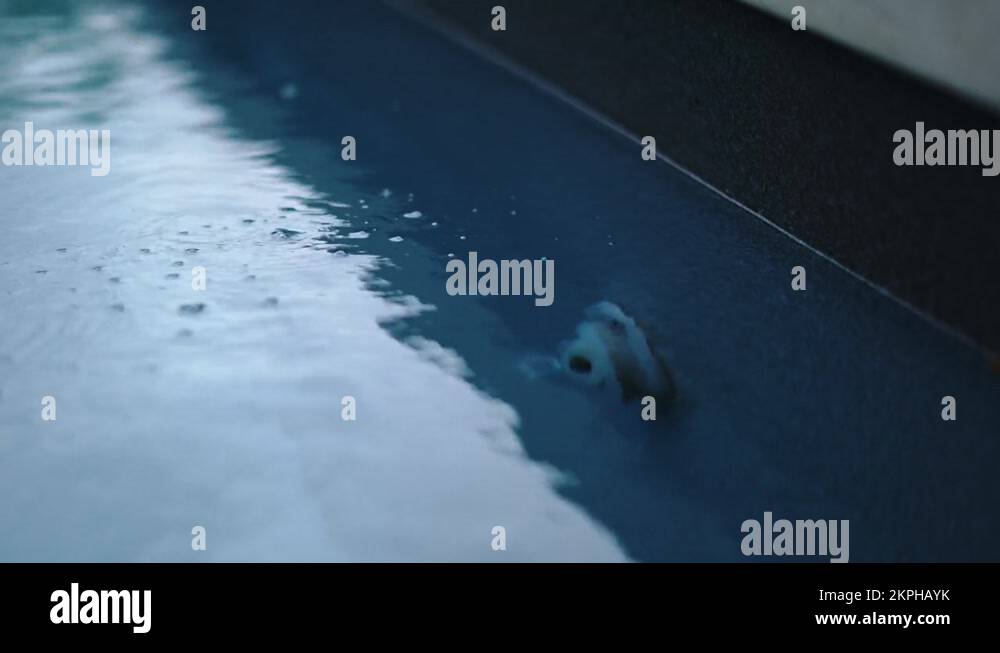 Bubbles coming from pool jet in water air sucked into line on suction