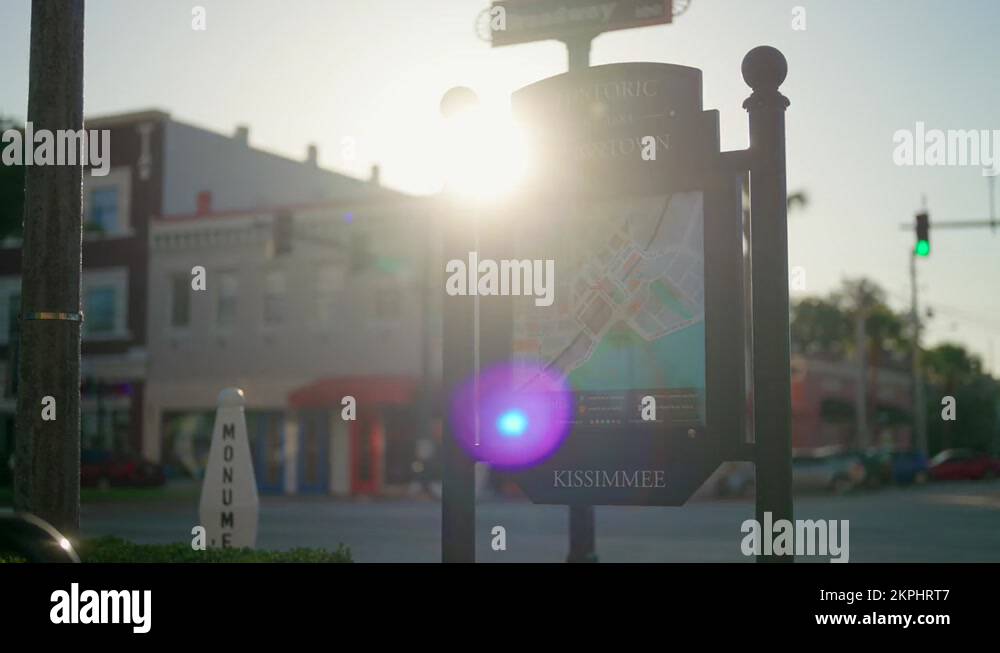 Historic florida map Stock Videos - Historic Downtown Kissimmee Florida Sign 2kphrt7 