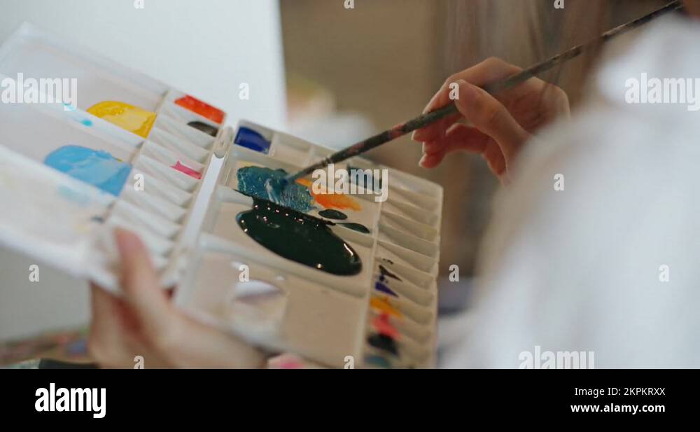 Female artist holding color palette Stock Videos & Footage - HD and 4K ...