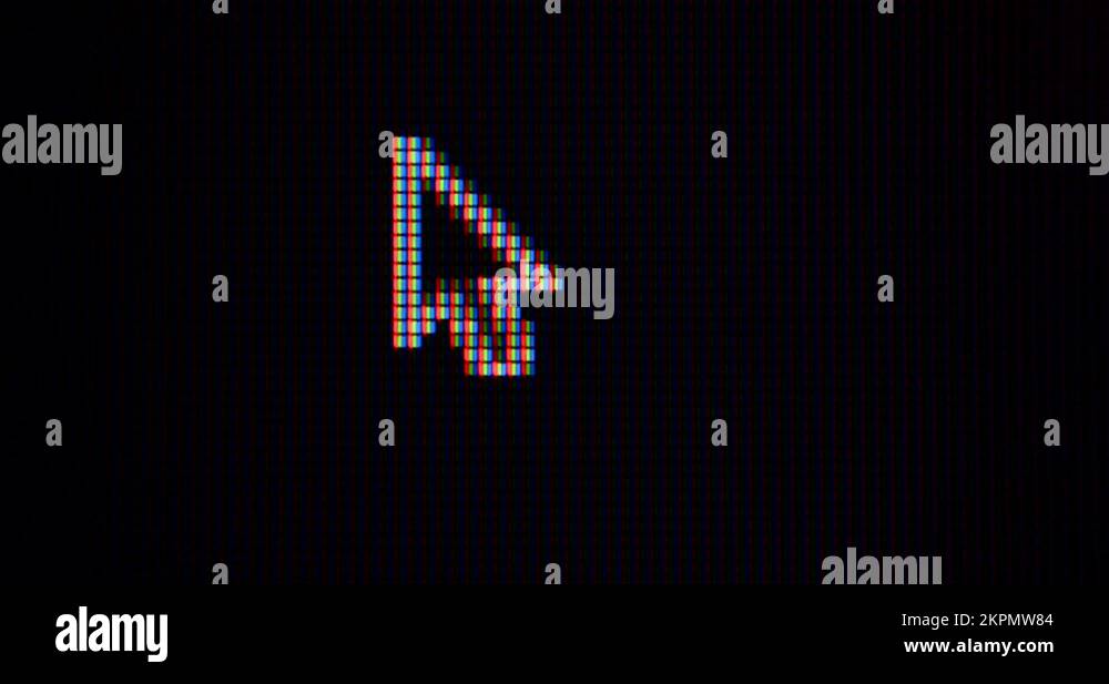 Cursor movement in monitor pixels. Blinking background black pink Stock