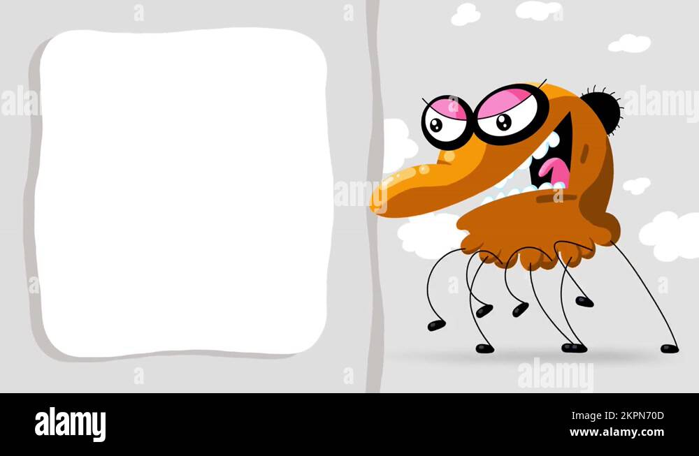 Cartoon character vulture spider insect animal running loop animation ...