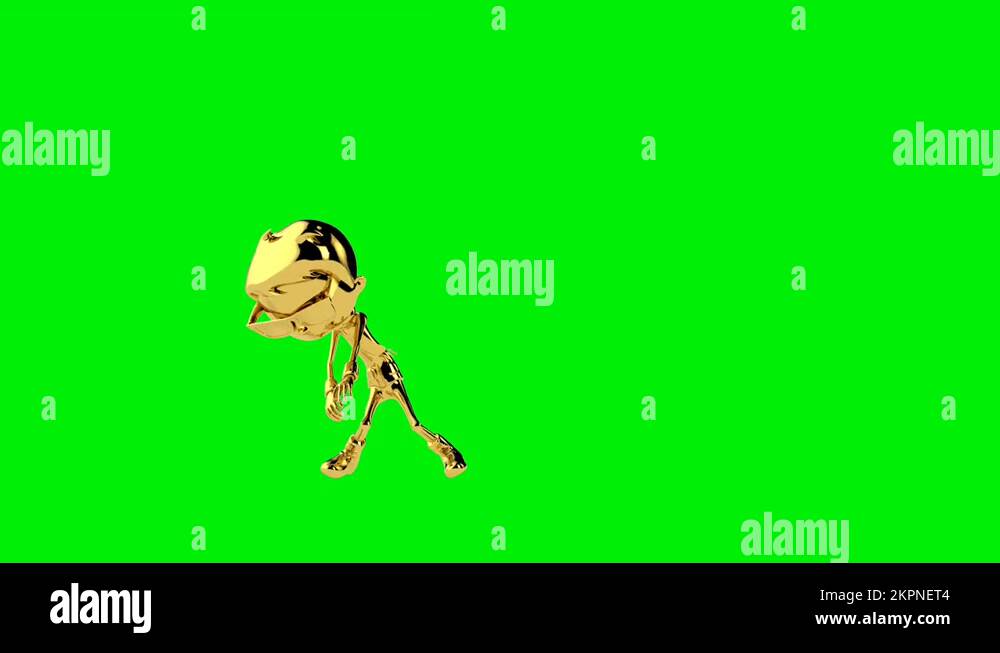 Golden boy robot dance, seamless loop, Green Screen Stock Video Footage