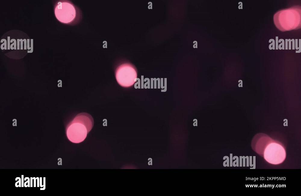 Pink flashing lights on black background with bokeh effect Stock Video