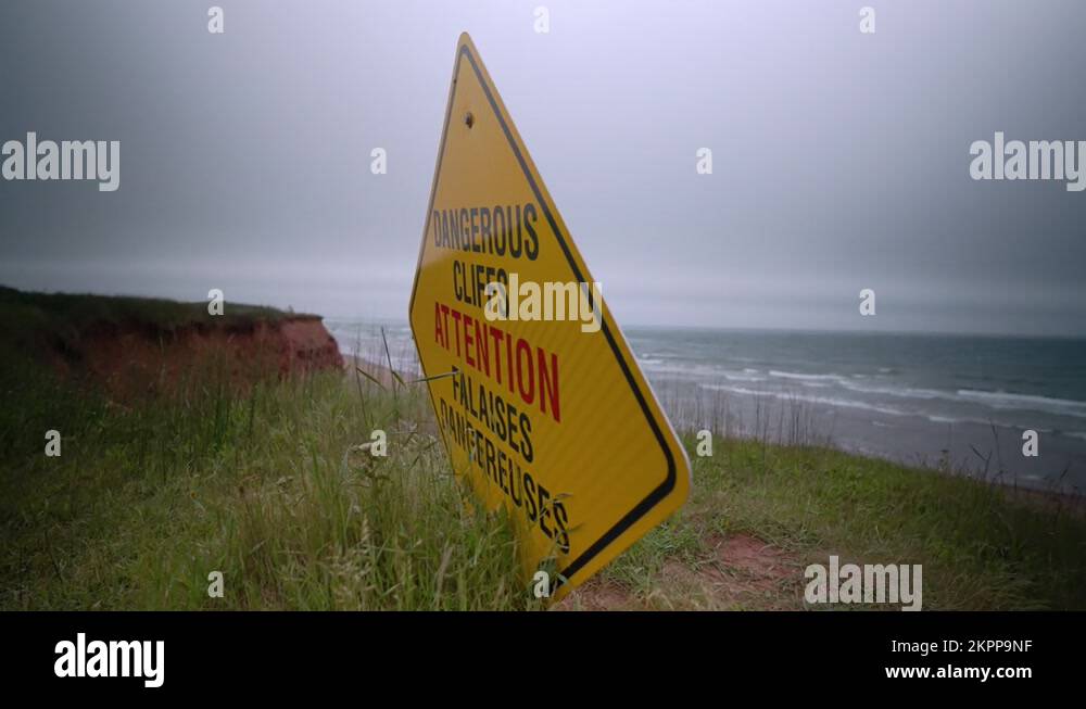 Dangerous cliffs warning sign Stock Videos & Footage HD and 4K Video
