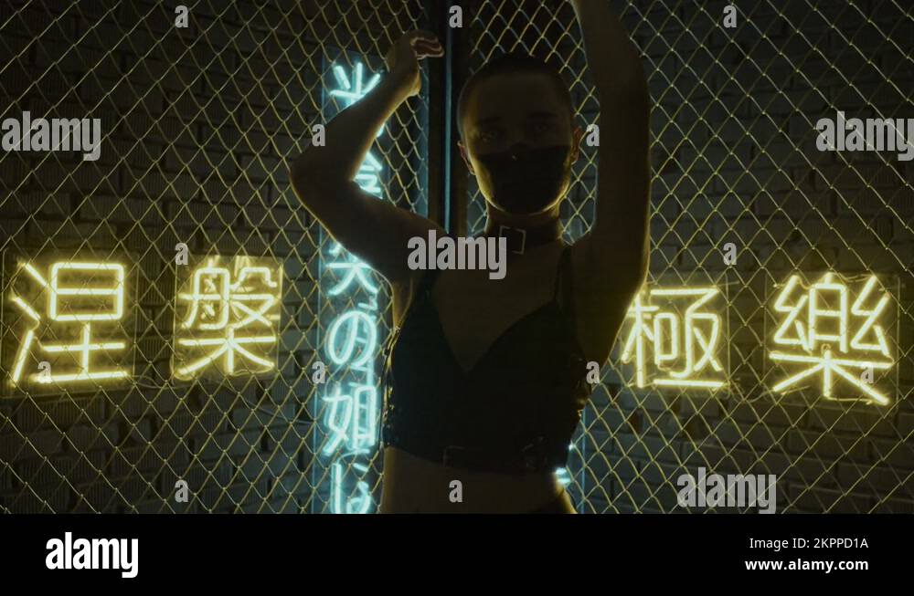 Cyberpunk Girl Moving in Twitching Lights Stock Video Footage Alamy