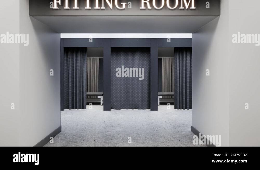Contemporary fitting room interior in a mall. Dressing room in a