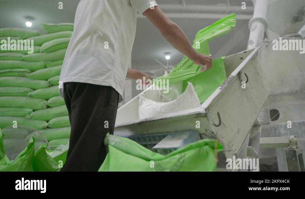 Plastic Manufacturing Process, Bags Of Thermoplastic Polymer Being