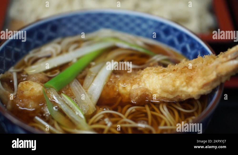 Tempura soba soy sauce fresh noodle handmade somen Japanese traditional