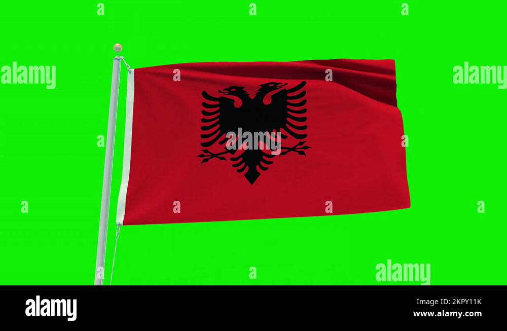Seamless loop animation of the Albania flag on a green screen ...